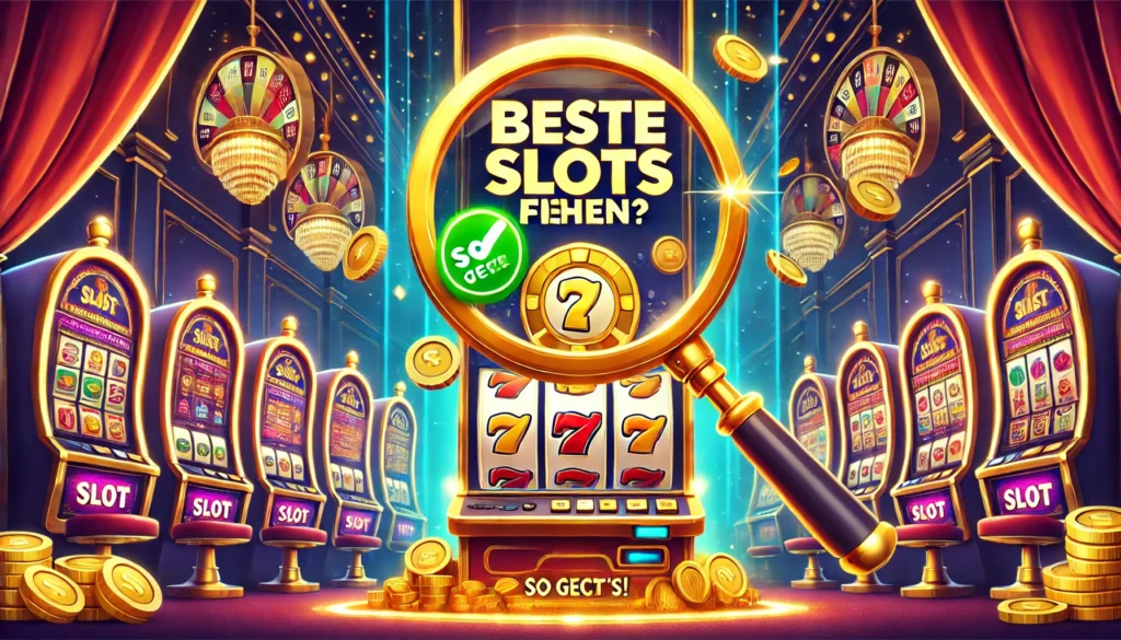 DALLE 20250323 131349 A vibrant and eyecatching 169 thumbnail for a blog post about finding the best slot machines The background shows a glamorous dark casino interior Freispiele Slots