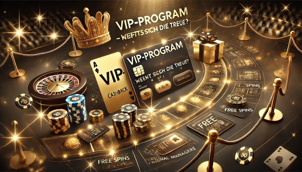 DALLE 20250327 131409 A luxurious and informative 169 banner image for a blog post titled VIPProgramme in Online Casinos Lohnt sich die Treue VIP programs in online Freispiele Slots